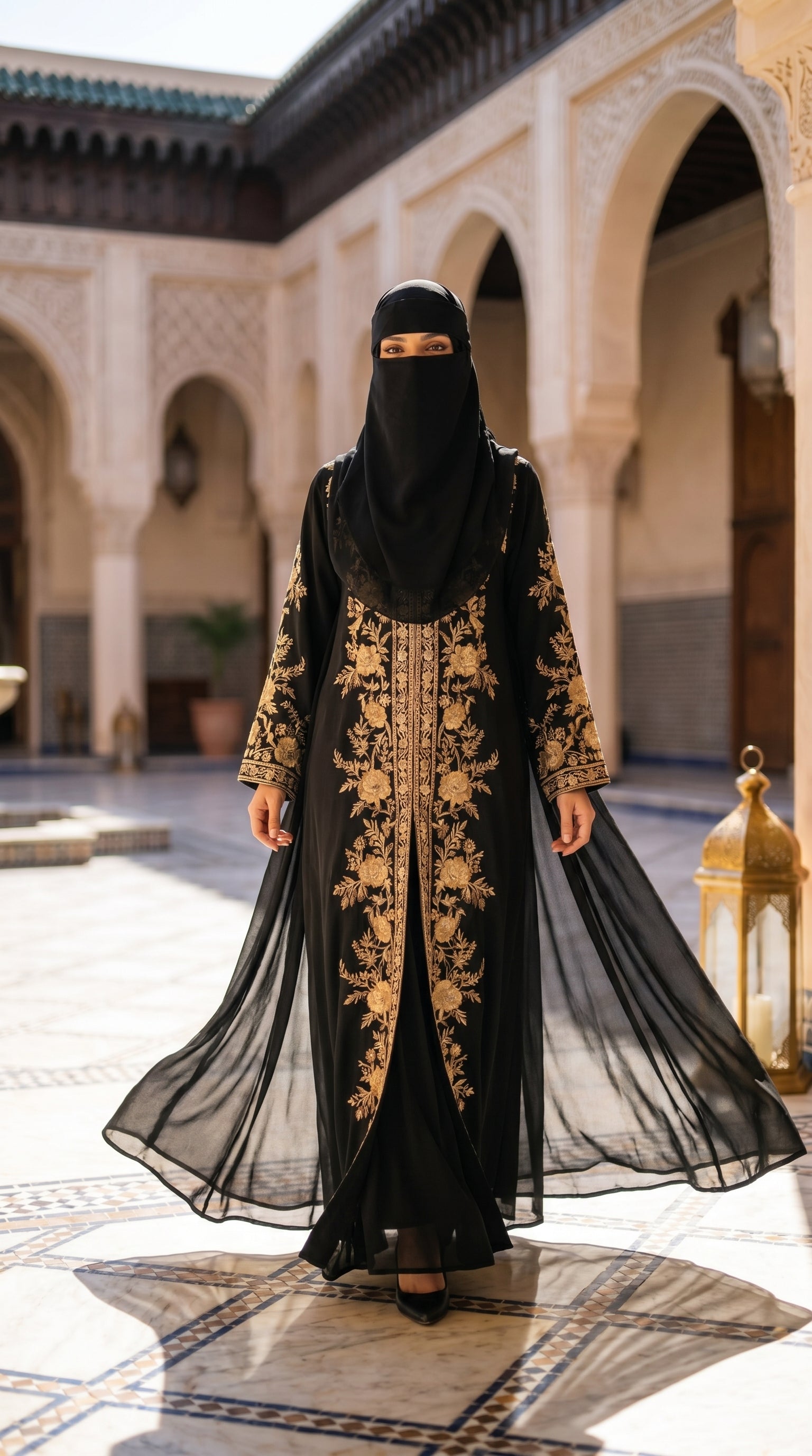 Midnight Bloom Embroidered Abaya