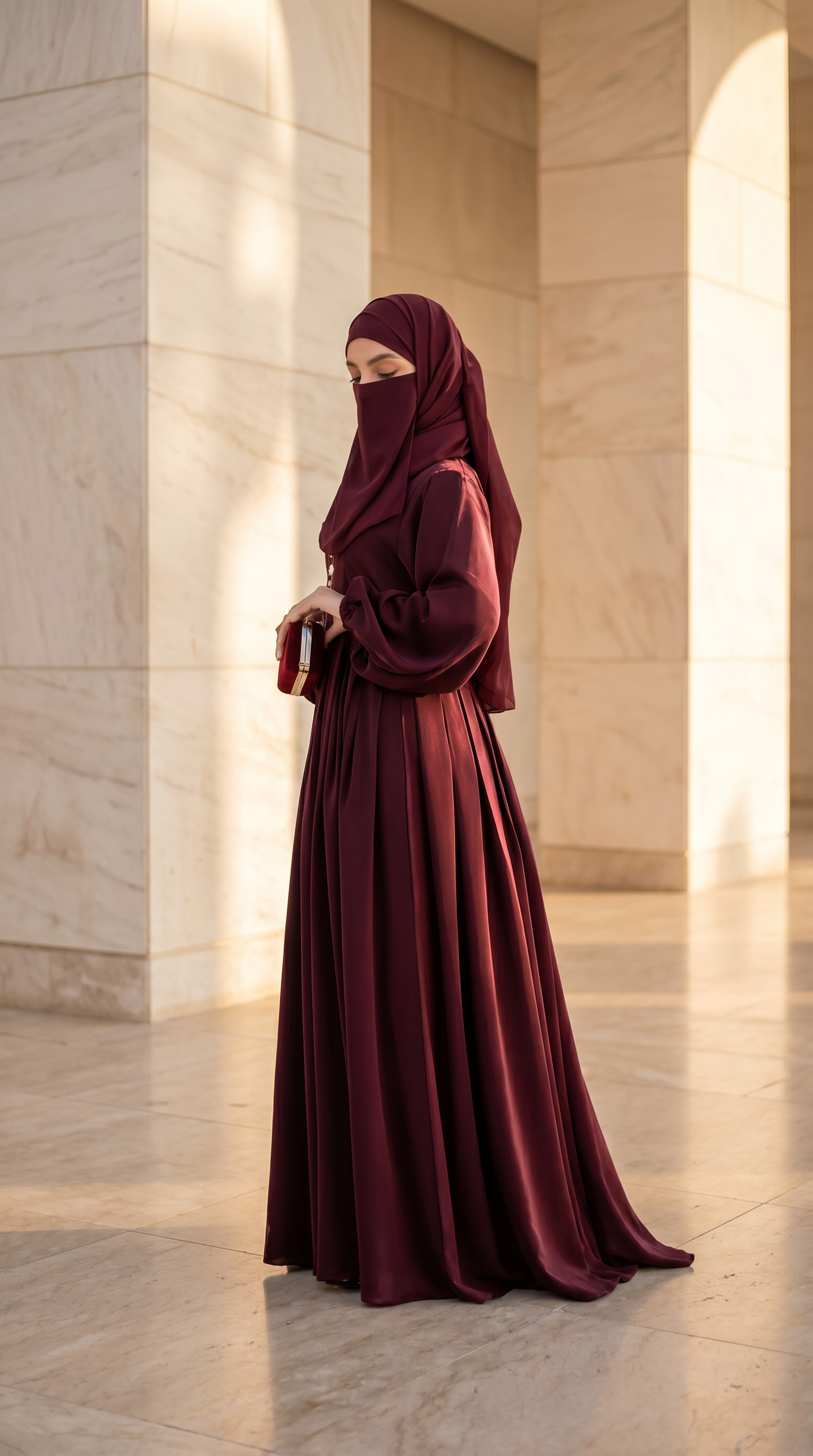 Royal Burgundy Grace Abaya Secondary image