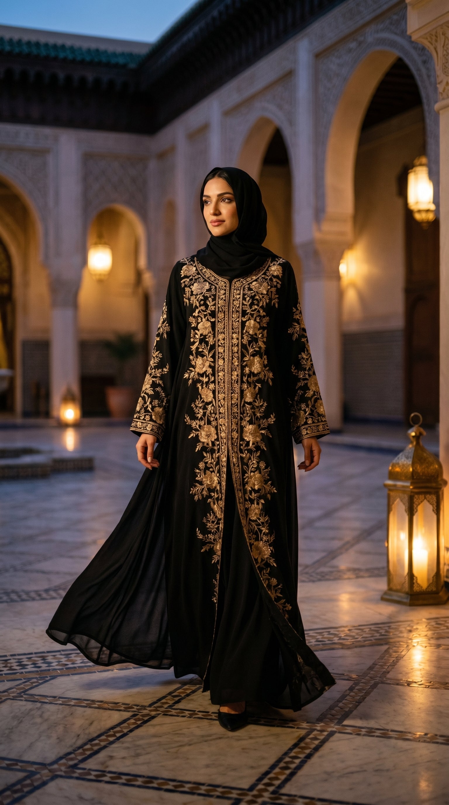 Midnight Bloom Embroidered Abaya Main image