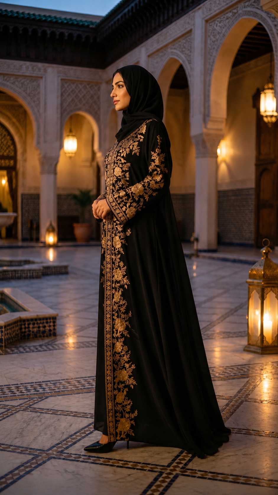 Midnight Bloom Embroidered Abaya Secondary image