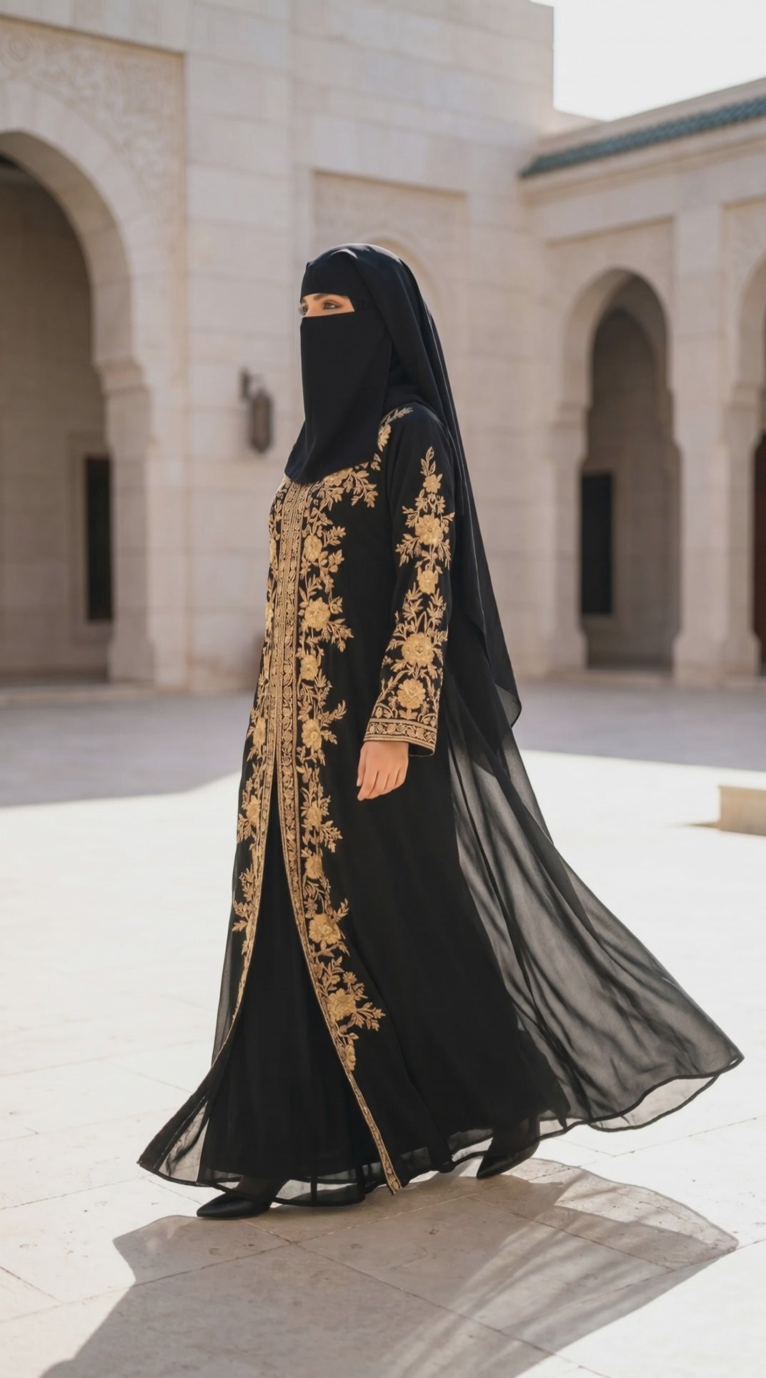Midnight Bloom Embroidered Abaya